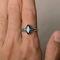 1.00 Ct Marquise Cut London Blue Topaz 925 Sterling Silver Solitaire Anniversary Gift Ring