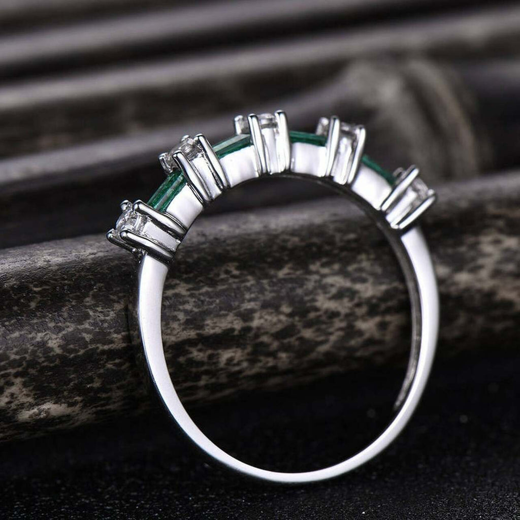 1 CT Baguette Cut Emerald Diamond Wedding Band Ring