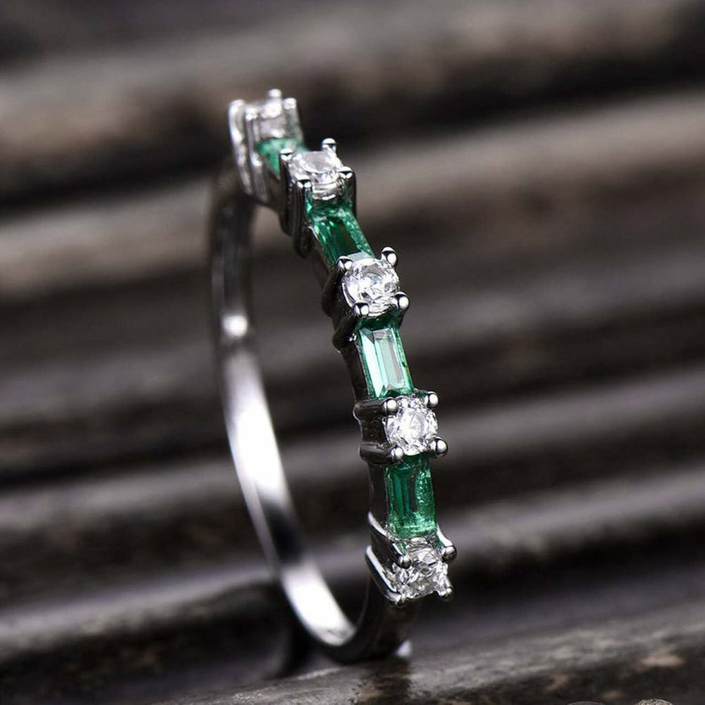 1 CT Baguette Cut Emerald Diamond Wedding Band Ring