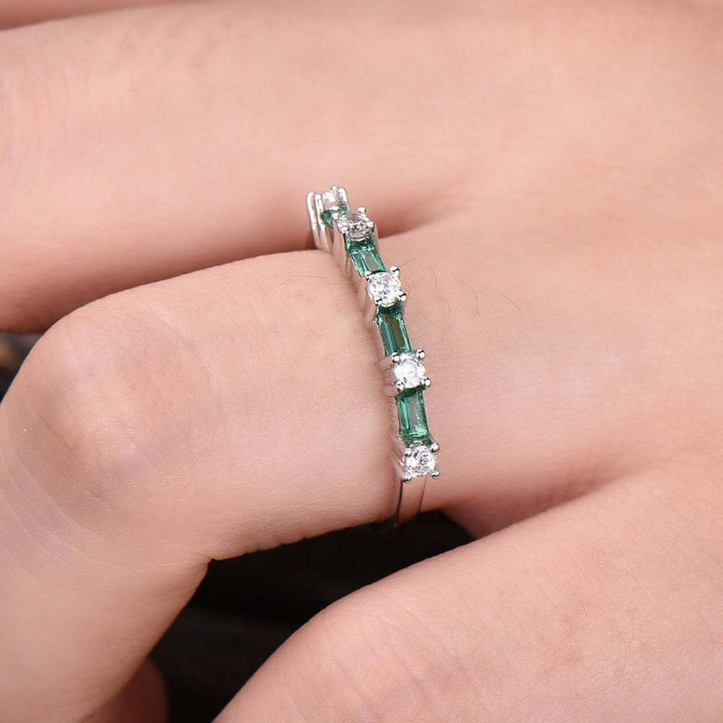 1 CT Baguette Cut Emerald Diamond Wedding Band Ring