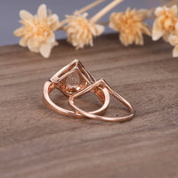 1 CT Pear Cut Morganite Diamond 925 Sterling Silver Anniversary Bridal Ring Set