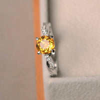 1.00 Ct Round Cut Yellow Citrine 925 Sterling Silver Infinity Promise Ring