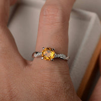 1.00 Ct Round Cut Yellow Citrine 925 Sterling Silver Infinity Promise Ring