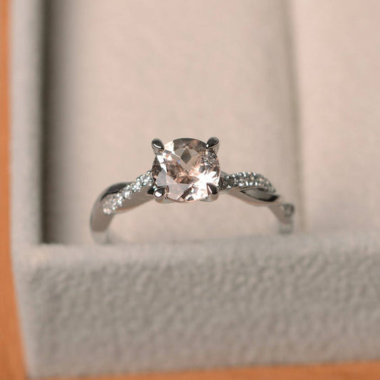 1.00 Ct Round Cut Peach Morganite 925 Sterling Silver Infinity Promise/Engagement Ring