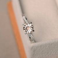 1.00 Ct Round Cut Peach Morganite 925 Sterling Silver Infinity Promise/Engagement Ring