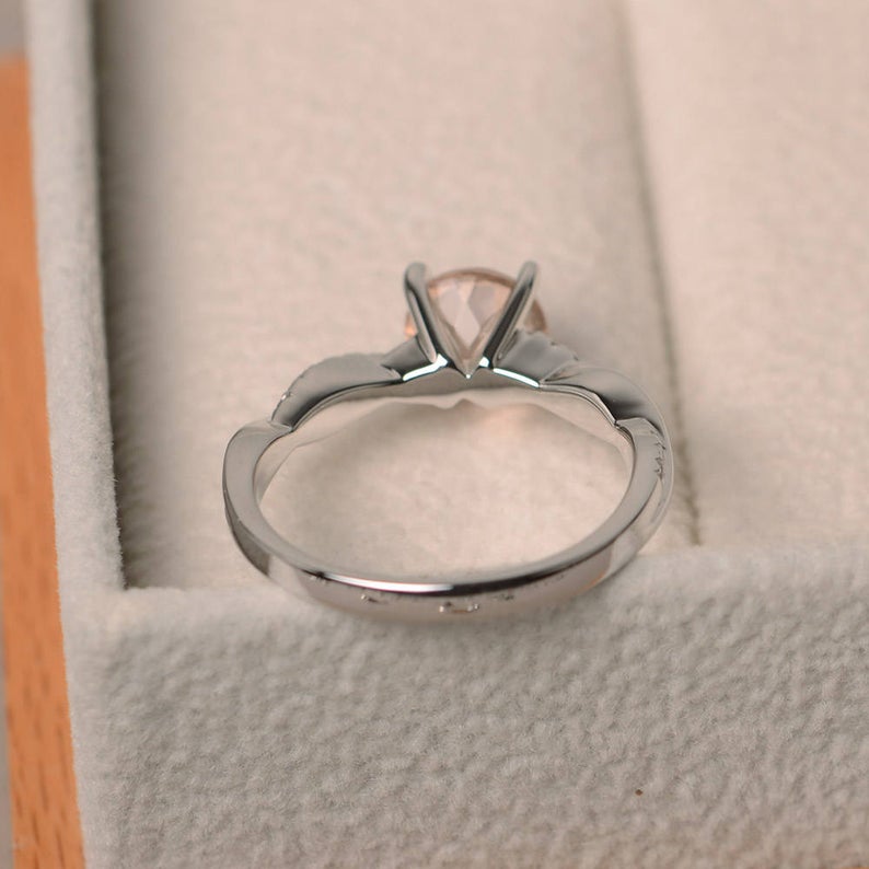 1.00 Ct Round Cut Peach Morganite 925 Sterling Silver Infinity Promise/Engagement Ring