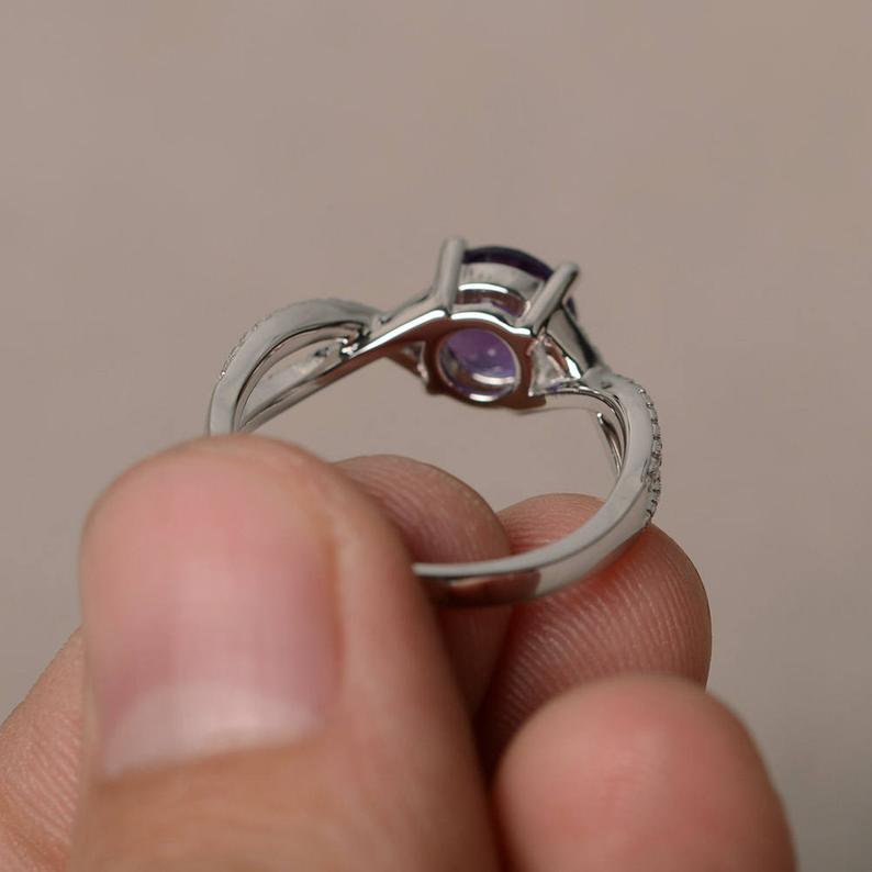 1.50 Ct Round Cut Purple Amethyst 925 Sterling Silver Infinity Promise Ring