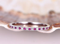 0.50 CT Round Cut Ruby Diamond 925 Sterling Silver Half Eternity Wedding Band Ring