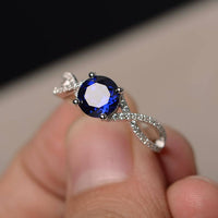 1.50 Ct Round Cut Blue Sapphire & White CZ Infinity Promise Ring In 925 Sterling Silver