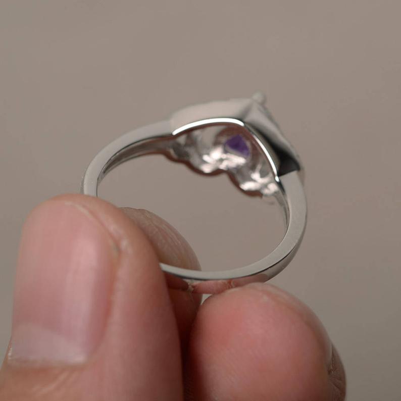 1.50 Ct Heart Cut Purple Amethyst Double Halo Proposal Ring In 925 Sterling Silver