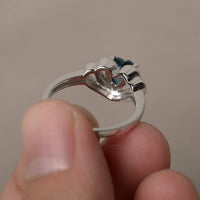 2 Ct Heart Cut London Blue Topaz Halo Engagement Ring In 925 Sterling Silver