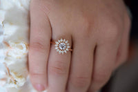 1 CT Round Cut Diamond 925 Sterling Silver Cluster Floral Anniversary Ring