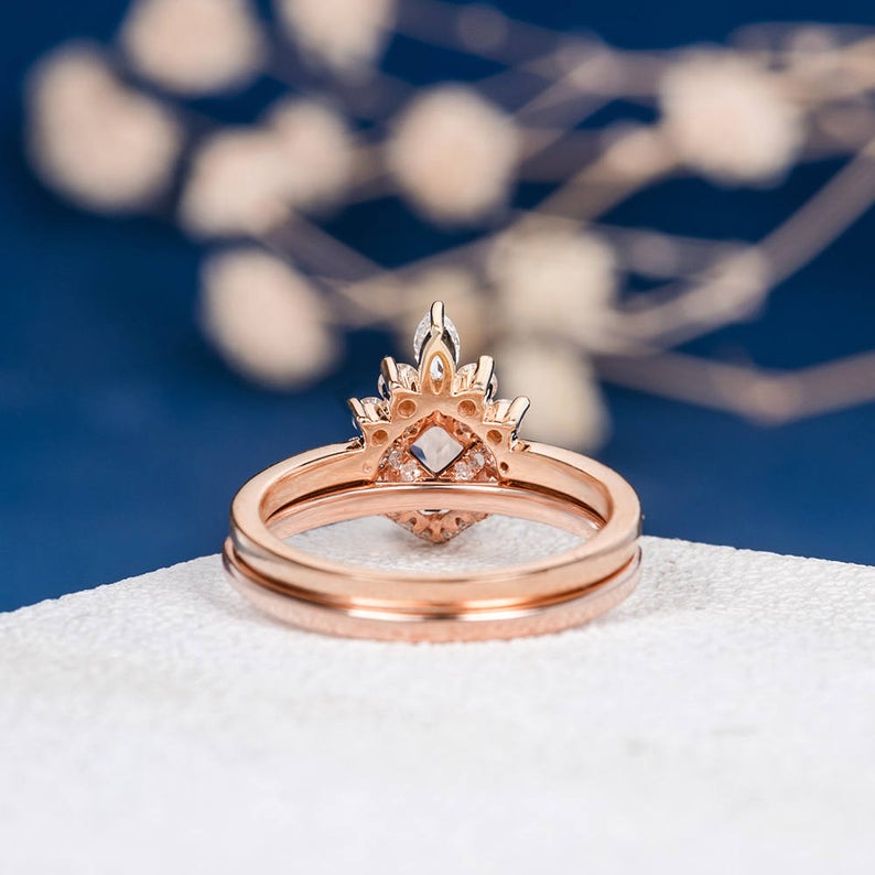 1 CT Round Cut Morganite Diamond Cz Marquise 925 Sterling Silver Women Halo Engagement Ring