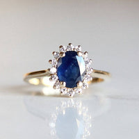 3 CT Round Cut Blue Sapphire Diamond 925 Sterling Silver Halo Engagement Ring