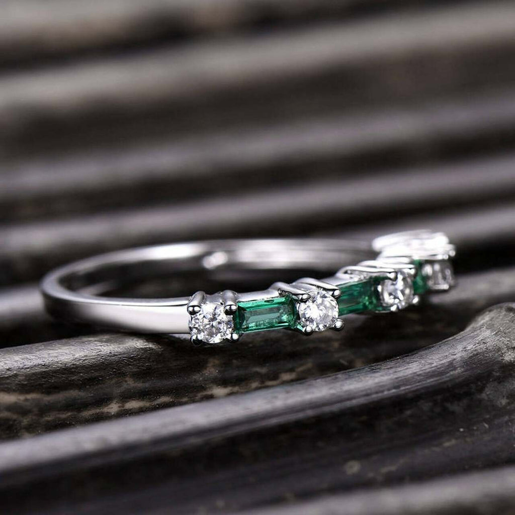 1 CT Baguette Cut Emerald Diamond Wedding Band Ring