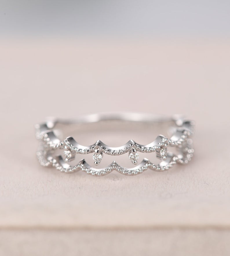 1.25 Round Cut Diamond 925 Sterling Silver Half Eternity Stacking Engagement Band Ring