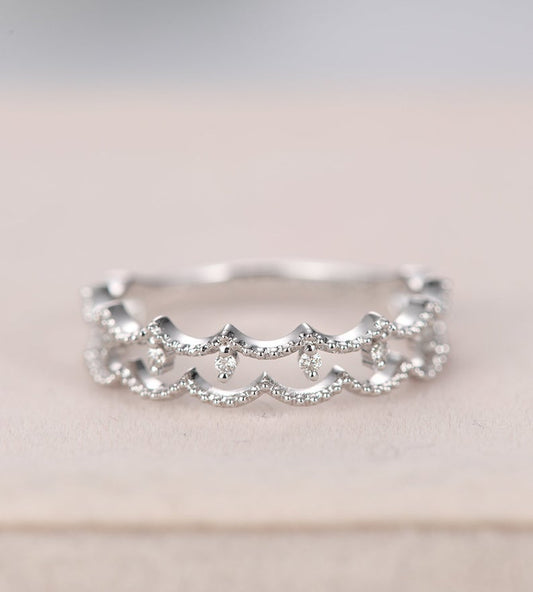 1.25 Round Cut Diamond 925 Sterling Silver Half Eternity Stacking Engagement Band Ring