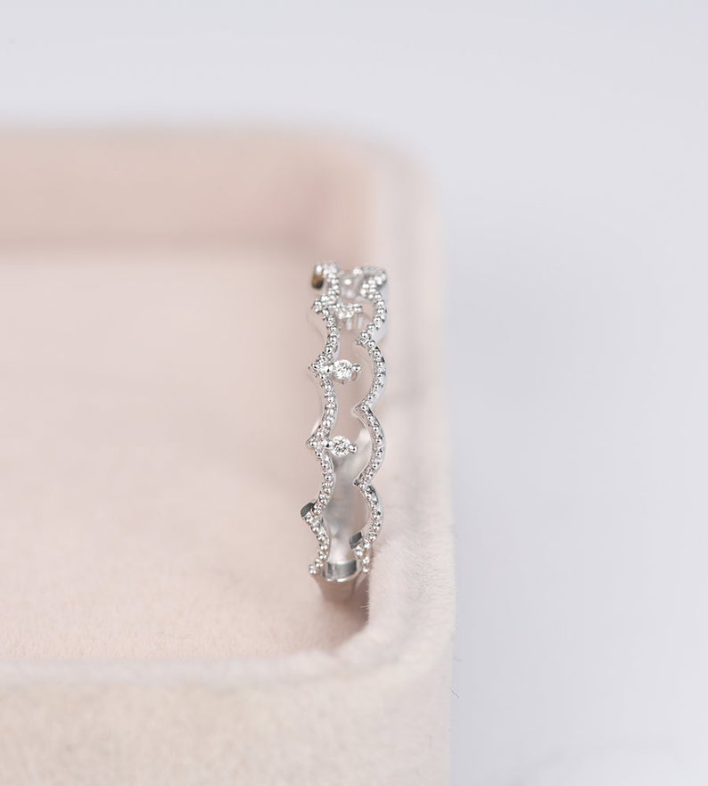 1.25 Round Cut Diamond 925 Sterling Silver Half Eternity Stacking Engagement Band Ring