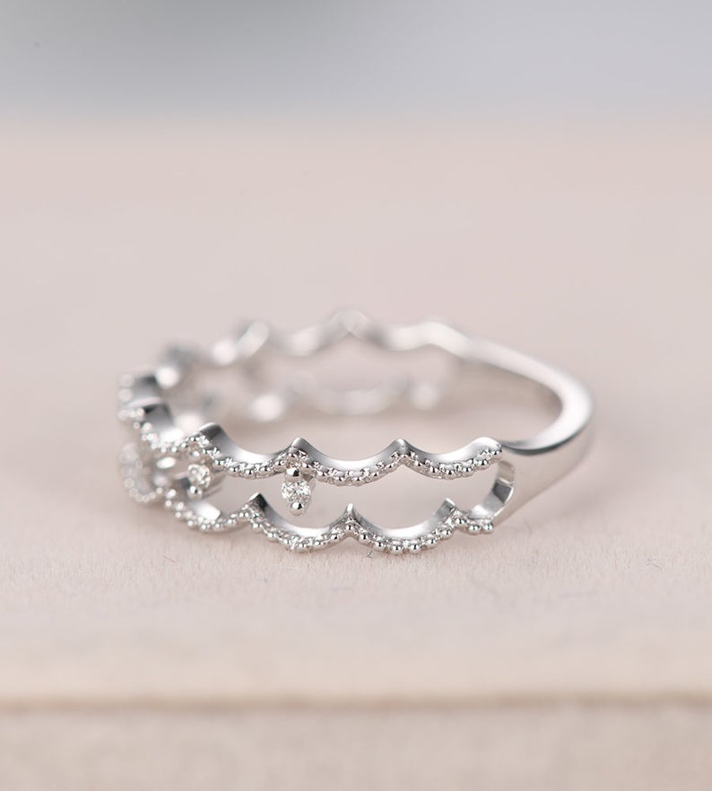 1.25 Round Cut Diamond 925 Sterling Silver Half Eternity Stacking Engagement Band Ring