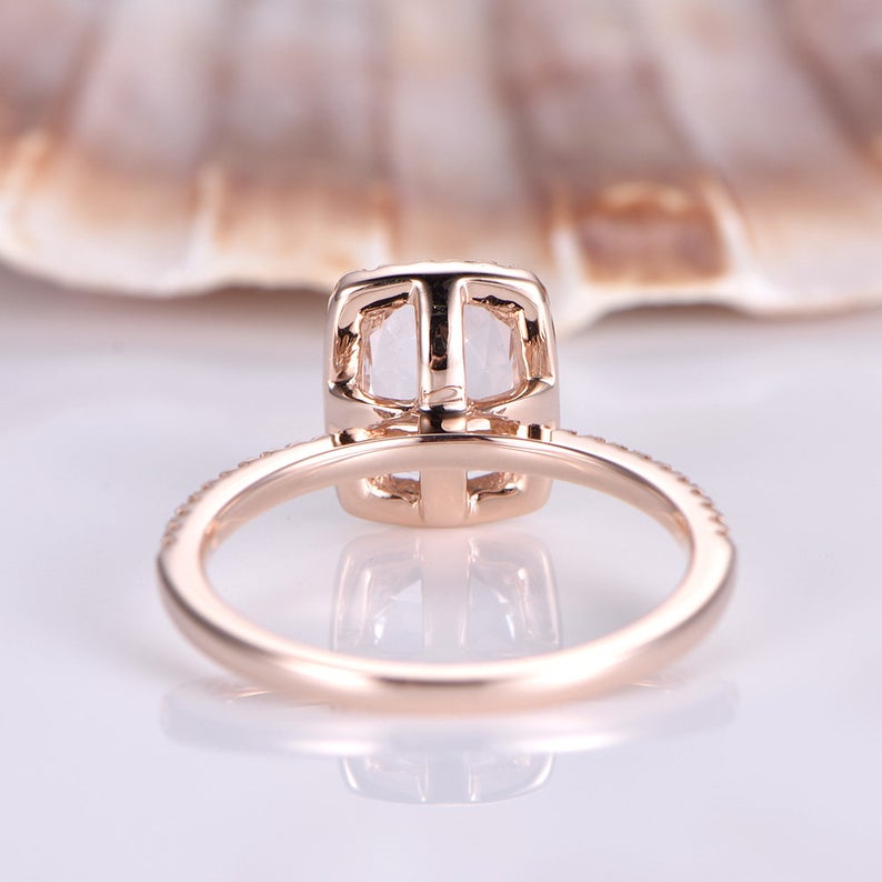 1 CT Oval Cut Morganite Diamond 925 Sterling Silver Halo Engagement Ring