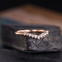 0.75 CT Round Cut Diamond Rose Gold Over on 925 Sterling Silver Curved Wedding Band Ring