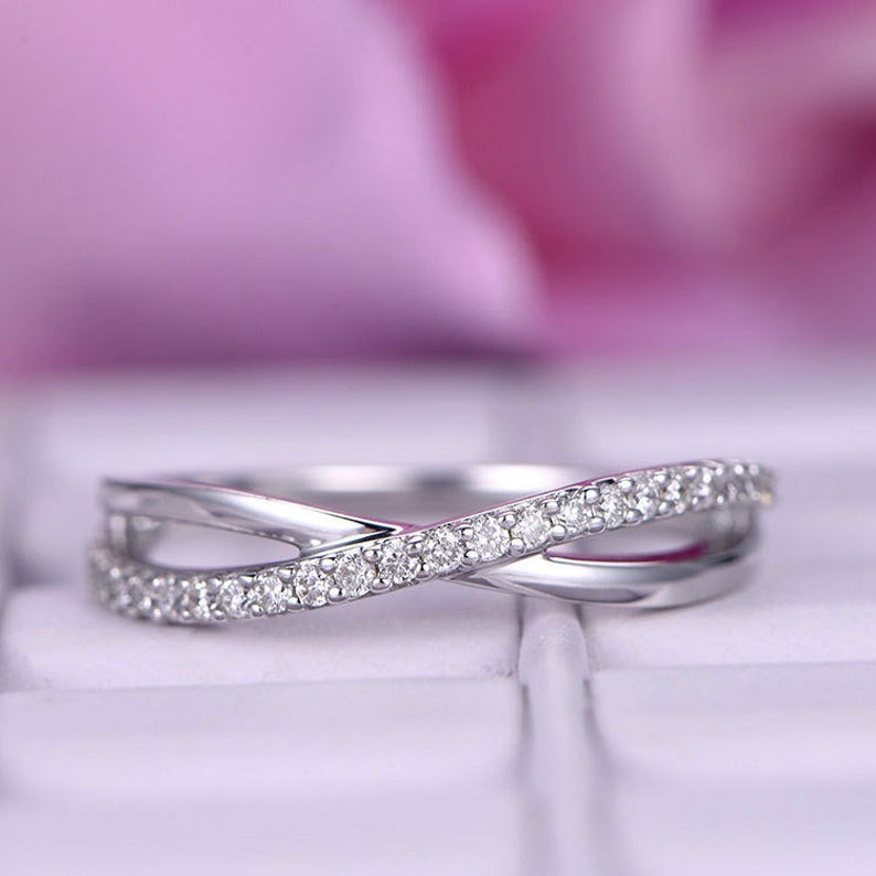 0.75 Ct Round Cut Diamond 925 Sterling Silver Infinity Promise Gift Ring For Her
