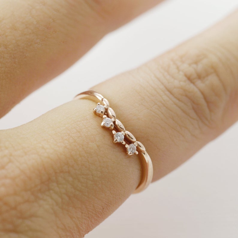 1.20 CT Round Cut Diamond Rose Gold Over On 925 Sterling Silver Crown Eternity Band Ring