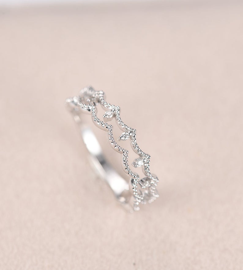 1.25 Round Cut Diamond 925 Sterling Silver Half Eternity Stacking Engagement Band Ring
