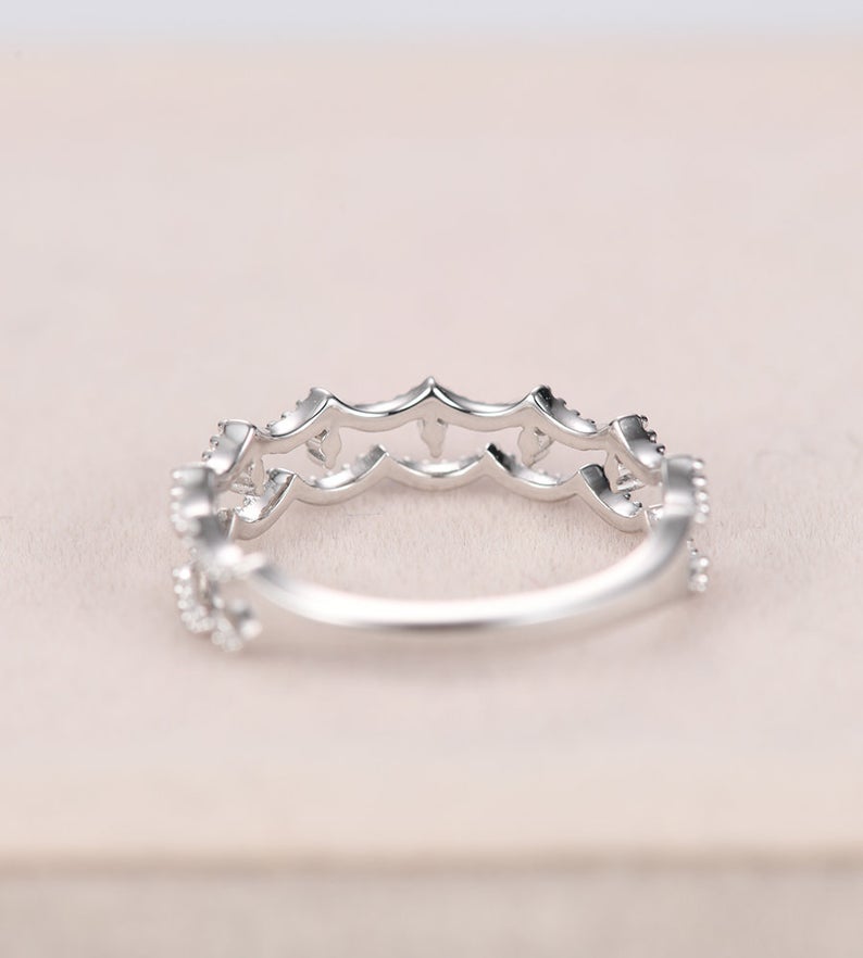 1.25 Round Cut Diamond 925 Sterling Silver Half Eternity Stacking Engagement Band Ring