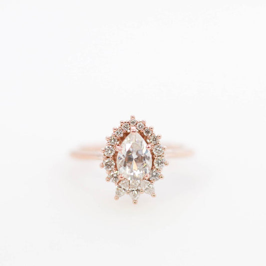 1 CT Pear Cut Diamond 925 Sterling Silver Halo Engagement Ring