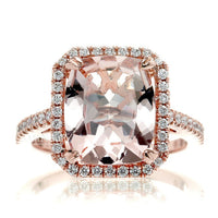 3 CT Cushion Cut Morganite Diamond 925 Sterling Silver Halo Engagement Ring