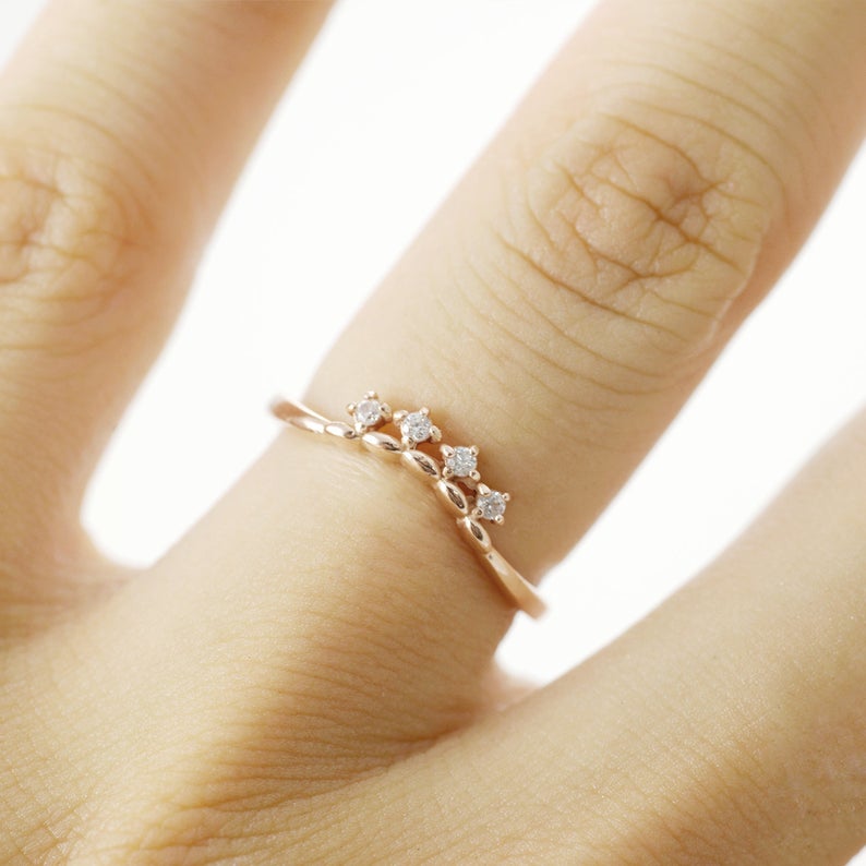 1.20 CT Round Cut Diamond Rose Gold Over On 925 Sterling Silver Crown Eternity Band Ring