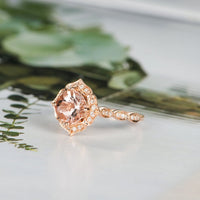 1 CT Cushion Cut Morganite Diamond Rose Gold Over On 925 Sterling Silver Floral Engagement Ring