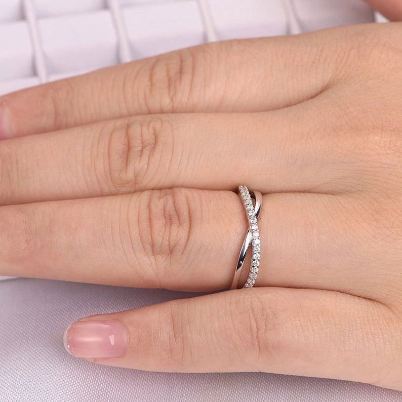 0.75 Ct Round Cut Diamond 925 Sterling Silver Infinity Promise Gift Ring For Her