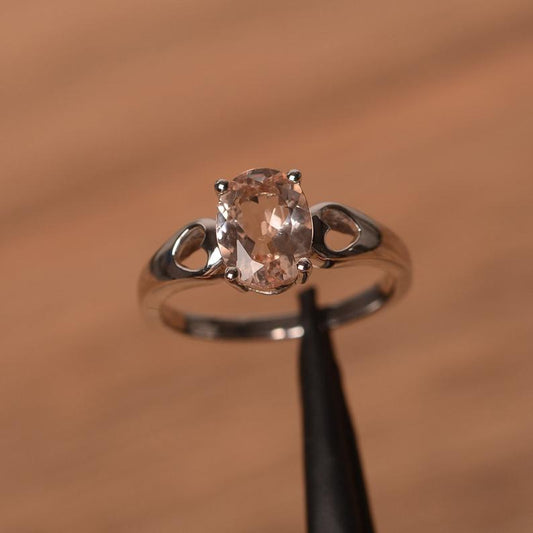 1.00 Ct Oval Cut Peach Morganite Solitaire Proposal Ring In 925 Sterling Silver