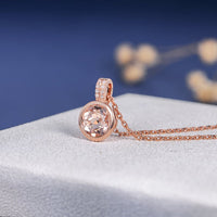 1.00 CT Round Cut Morganite Rose Gold Over On 925 Sterling Silver Women's Pendant