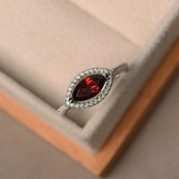1.50 CT Marquise Cut Red Garnet Halo Anniversary Gift Ring In 925 Sterling Silver