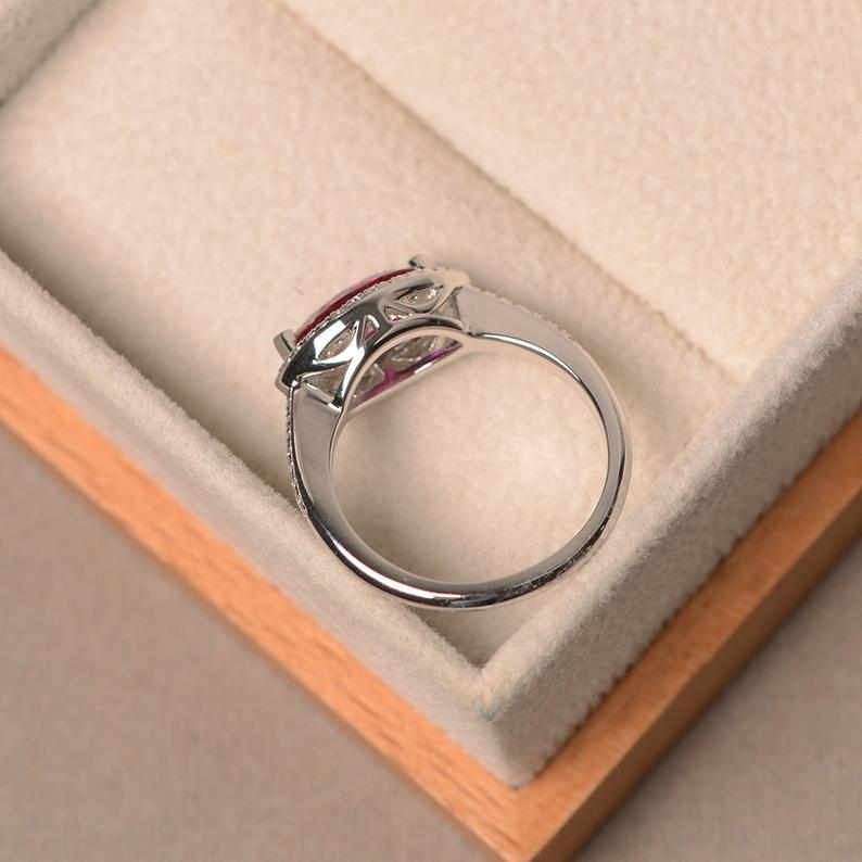 1.50 CT Marquise Cut Pink Ruby 925 Sterling Silver Halo Anniversary Gift Ring For Her