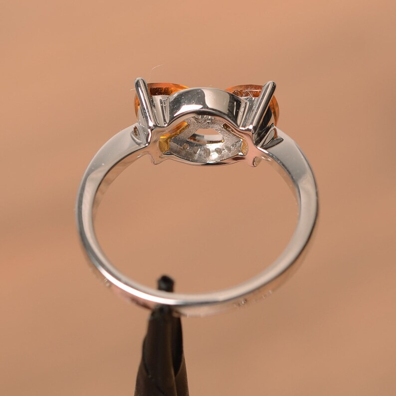 1.75 Ct Trillion Cut Yellow Citrine 925 Sterling Silver Unique Bow Style Promise Gift Ring
