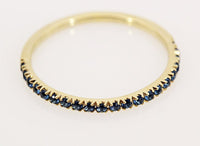 0.25 CT Blue Sapphire Diamond Yellow Gold Over On 925 Sterling Silver Half Eternity Wedding Band Ring