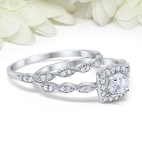 1 CT Round Cut Diamond 925 Sterling Silver Halo Engagement Bridal Set Ring