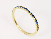 0.25 CT Blue Sapphire Diamond Yellow Gold Over On 925 Sterling Silver Half Eternity Wedding Band Ring