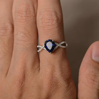 2.10 Ct Pear Cut Blue Sapphire 925 Sterling Silver Infinity Promise/Engagement Ring