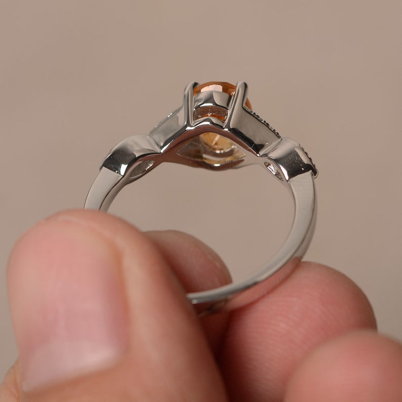 1.50 Ct Oval Cut Yellow Citrine 925 Sterling Silver Infinity Engagement Ring