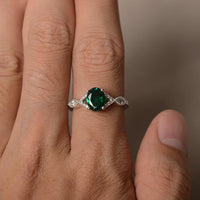 1.20 Ct Oval Cut Green Emerald Diamond 925 Sterling Silver Infinity Promise Ring