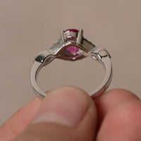 1.20 Ct Oval Cut Pink Ruby 925 Sterling Silver Gorgeous Infinity Engagement ring