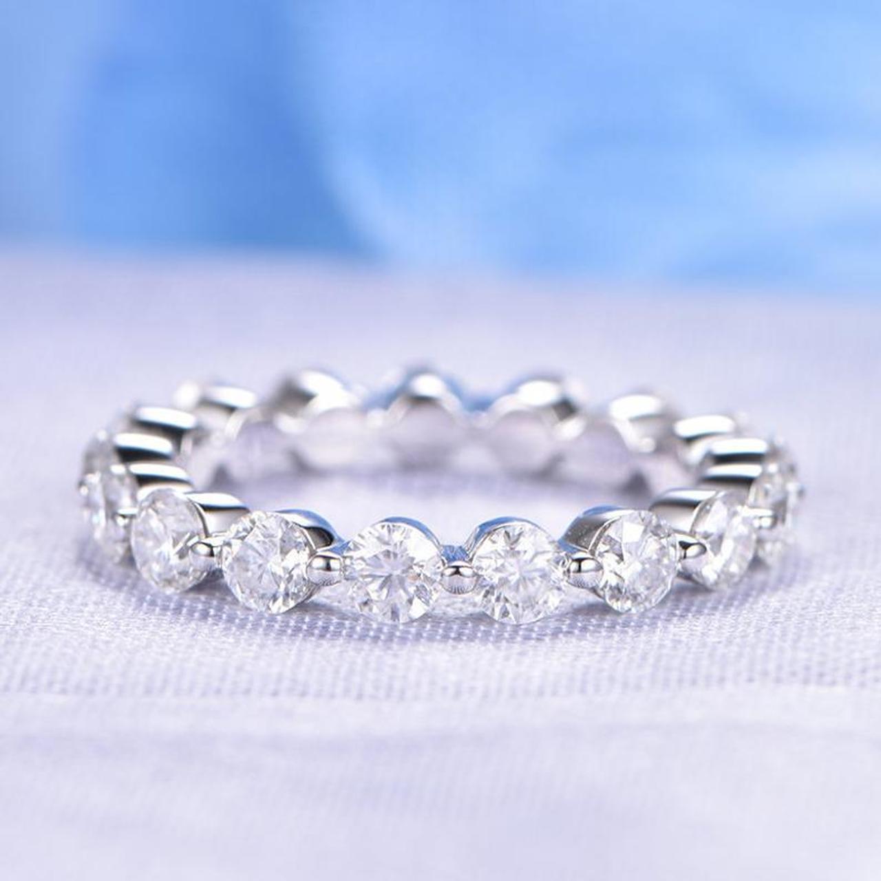 0.25 CT Round Cut Diamond 925 Sterling Silver Full Eternity Wedding Band Ring