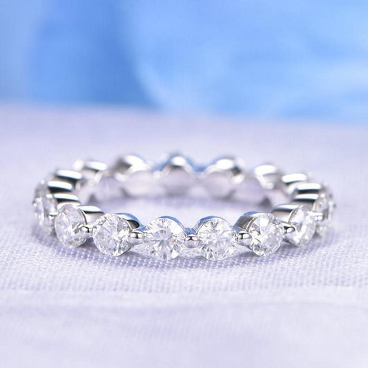 0.25 CT Round Cut Diamond 925 Sterling Silver Full Eternity Wedding Band Ring