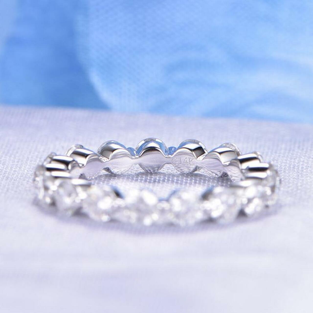 0.25 CT Round Cut Diamond 925 Sterling Silver Full Eternity Wedding Band Ring