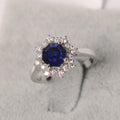 2.10 Ct Asscher Cut Blue Sapphire Diamond 925 Sterling Silver Floral Ring For Her